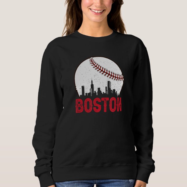 Boston Skyline Boston Massachusetts Baseball Citys T Shirt (Framsida)