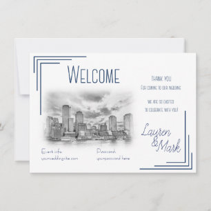 Boston Skyline Bröllop välkomstkort för presentväs Julkort