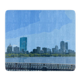 Boston Skyline Charles River Målning