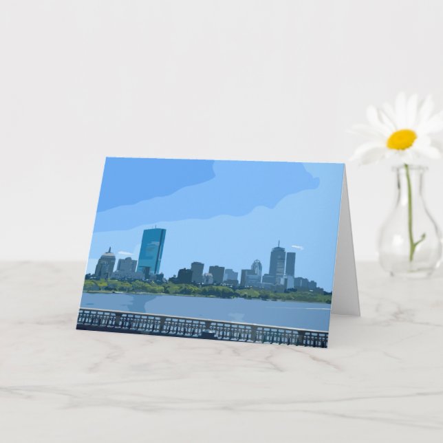 Boston Skyline Charles River Målning Kort (Liten växt)