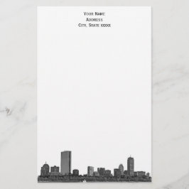 Boston Skyline Etched 01 Pappersvaror Brevpapper