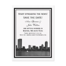 Boston Skyline Etched Inrammat Save the Date