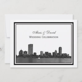 Boston Skyline Etched Ram H Bröllop Inbjudningar