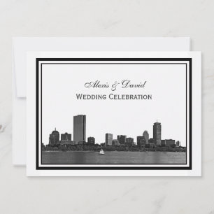 Boston Skyline Etched Ram H Bröllop Inbjudningar