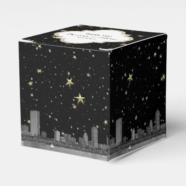 Boston Skyline Etched Starry DIY BG Färg Presentaskar (Framsidan Sidan)
