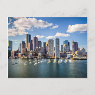 Boston skyline från vattenfront vykort
