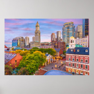 Boston Skyline, Massachusetts, Förenta staterna Poster