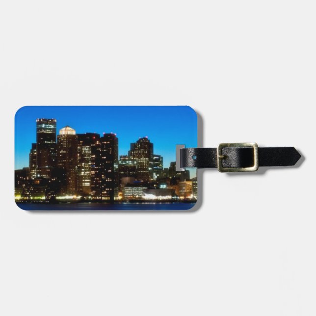 Boston skyline med måne bagagebricka (Horisontell Framsida)
