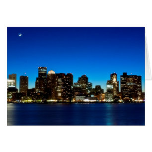 Boston Skyline med måne Hälsningskort