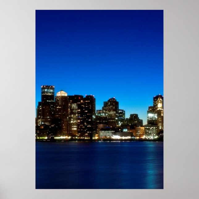 Boston Skyline med måne Poster (Framsidan)