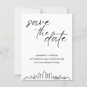 Boston Skyline MINIMALIST Spara Datum Inbjudningar