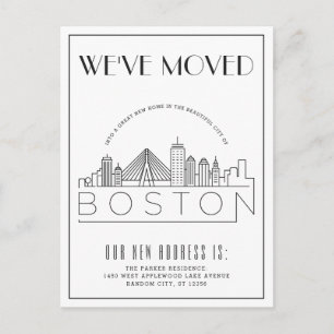  Boston Skyline Modern Deco   Byte av Adress Meddelande Vykort