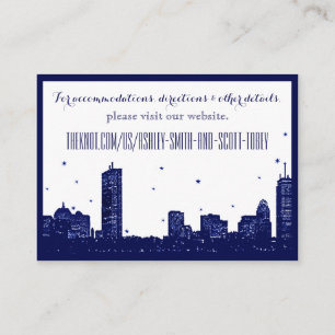 Boston Skyline Mörk blått på vitt insättningskort Tilläggskort