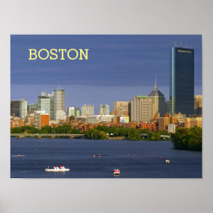 Boston Skyline och Charles River Poster