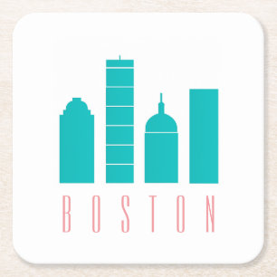 Boston Skyline Pappersunderlägg Underlägg Papper Kvadrat