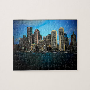 Boston Skyline Photo Art Teckning Pussel