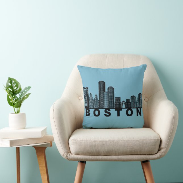 Boston Skyline Silhouette  Kudde (Stol)