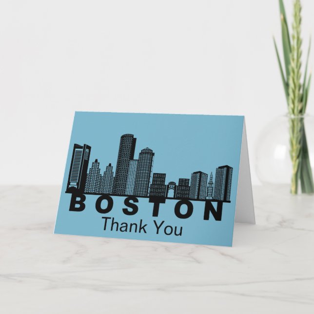 Boston Skyline Silhouette  Tack Kort (Framsida)