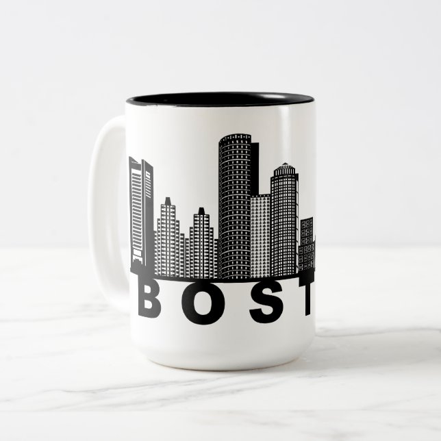 Boston Skyline Silhuett  Två-Tonad Mugg (Framsida vänster)