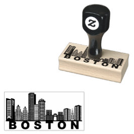 Boston Skyline Siluett Stämpel