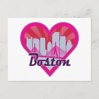 Boston Skyline Sunburst Heart Vykort