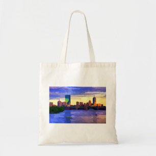 Boston Skyline Sunset Över bak Bay Tygkasse