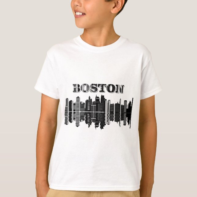 Boston Skyline Typography T-shirt (Framsida)