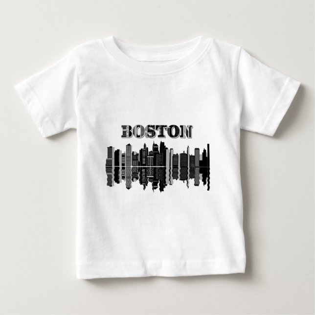 Boston Skyline Typography Tee Shirt (Framsida)