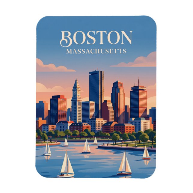 Boston Skyline USA Magnet (Vertikal)
