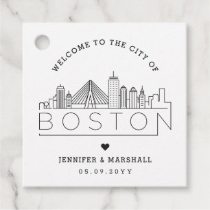 Boston Skyline Välkomsthälsoförmån för bröllop Gåvor Etiketter