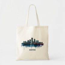 Boston Skyline Watercolor Stadsscenariot Konstgåva
