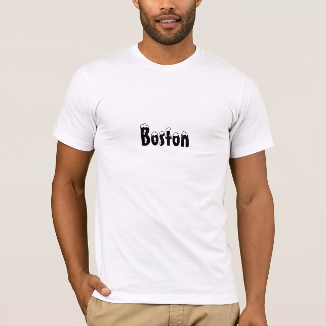 "Boston" snö vit brev - t-shirt (Framsida)
