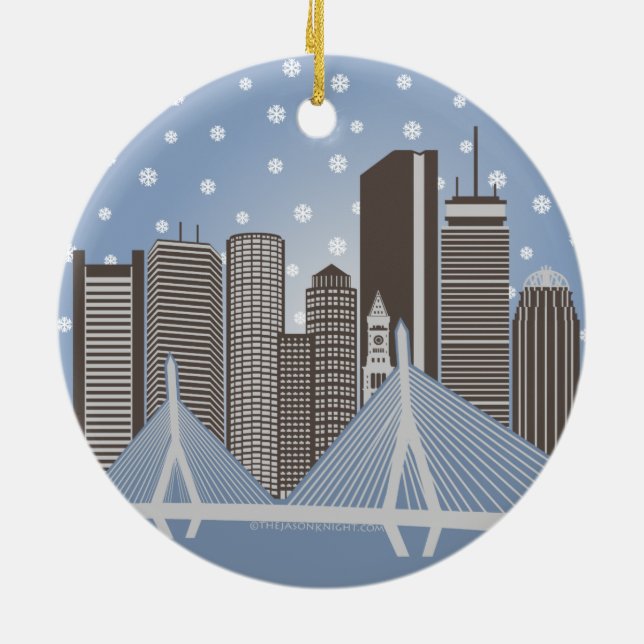 Boston snöflingor julgransprydnad keramik (Baksidan)