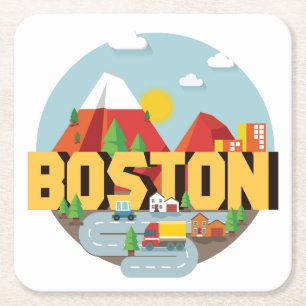 Boston som en destination underlägg papper kvadrat