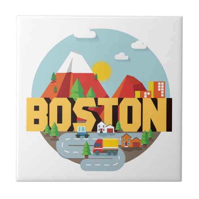 Boston som mål kakelplatta (Framsidan)