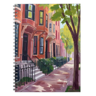 Boston sommar Massachusetts Brownstone hus Anteckningsbok