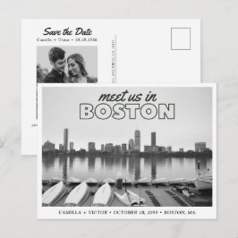 Boston Spara Datum Retro Skyline Vykort