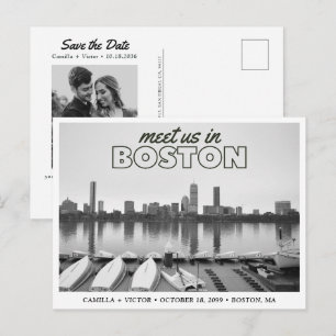 Boston Spara Datum Retro Skyline Vykort
