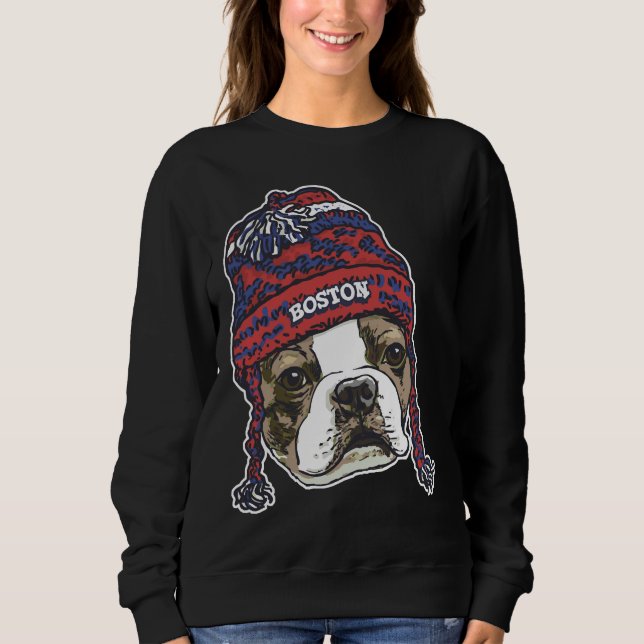 Boston Sports Terrier Red Beanie T Shirt (Framsida)