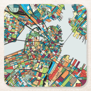 Boston stad USA Underlägg Papper Kvadrat