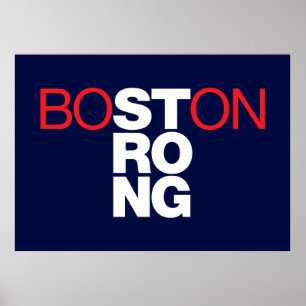 Boston stark Helvetica affisch på marinblått