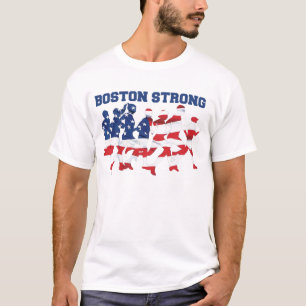 Boston stark rinnande maratonamerikanska flaggan tee