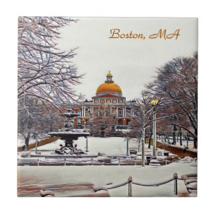 Boston State House i Winter Kakelplatta