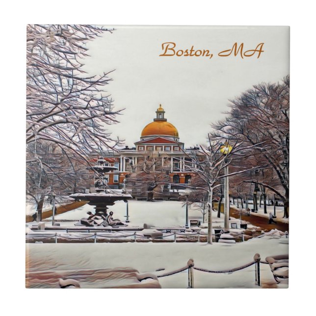 Boston State House i Winter Kakelplatta (Framsidan)