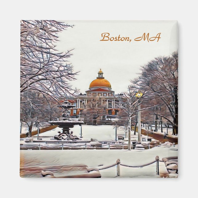 Boston State House in Winter 9870 Magnet (Framsidan)