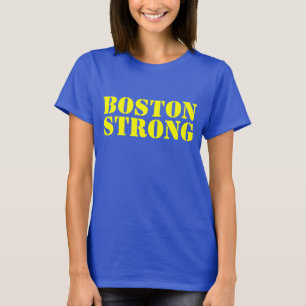BOSTON stencilerar STARKA gult och blått T-tröja T Shirt