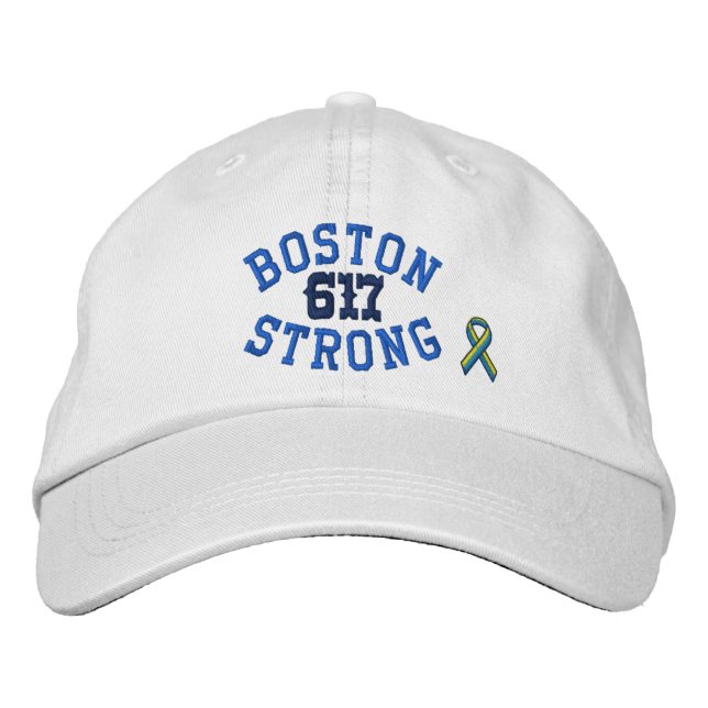 Boston Strong 617 Ribbon Edition Broderad Keps (Framsida)