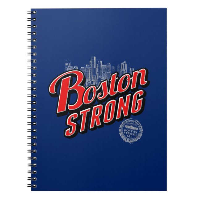 Boston Strong i röd och blå dekoration Anteckningsbok (Framsidan)