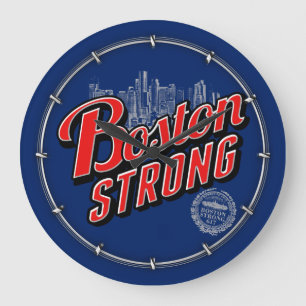 Boston Strong i röd och blå dekoration Stor Klocka