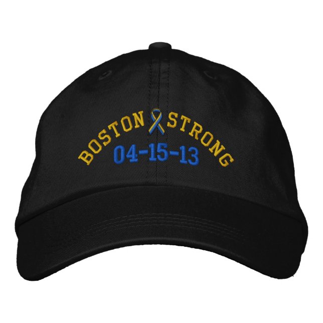 Boston Strong Ribbon 04-15-13 Embroidery Cap Broderad Keps (Framsida)